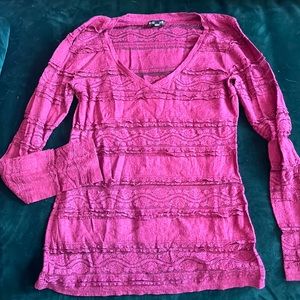 Med Express Maroon Lacy Top